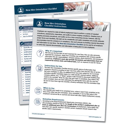 New Hire Orientation Checklist Digital Download – WorkWise Compliance