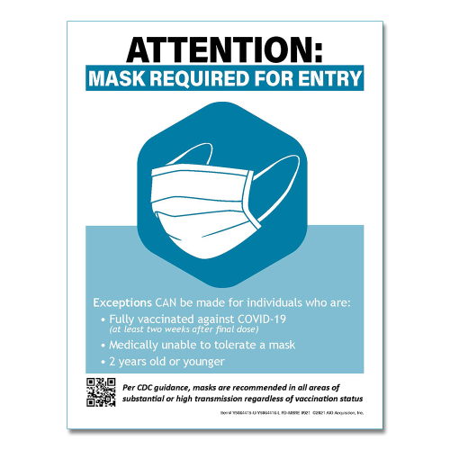 masks required for entry poster