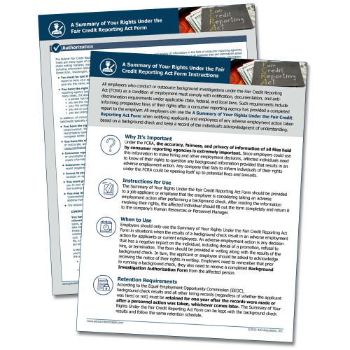 Summary of Rights Under FCRA Form – WorkWise Compliance