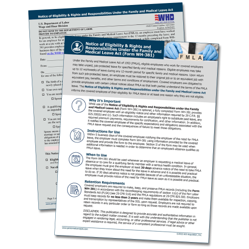 WorkWise Compliance FMLA Notice of Eligibility and Rights Form WH-381