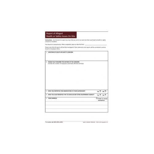 safety and health issues report form