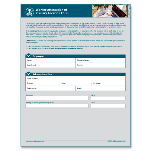 Worker Attestation of Primary Work Location Form – WorkWise Compliance