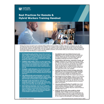 Remote and Hybrid Worker Training Handout – WorkWise Compliance