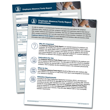 Online employee absence and tardy report form – Workwise Compliance