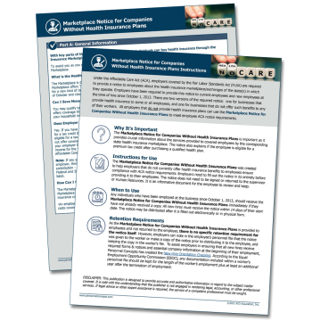 ACA Marketplace Notice (No Health Insurance) Digital Poster – WorkWise Compliance