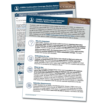 COBRA Continuation Coverage Election Form – WorkWise Compliance