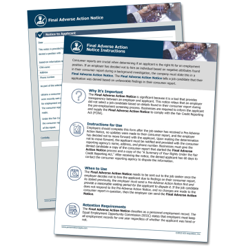 Final Adverse Action Form – WorkWise Compliance