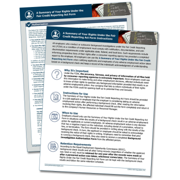 Summary of Rights Under FCRA Form – WorkWise Compliance