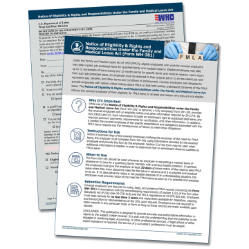WorkWise Compliance FMLA Notice of Eligibility and Rights Form WH-381