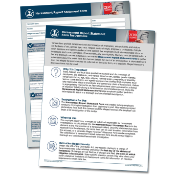 WorkWise Compliance digital harassment report statement form for workplace investigations