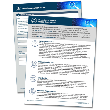 WorkWise Compliance pre-adverse action notice form for background check compliance