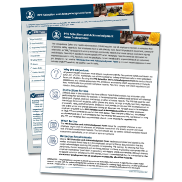 WorkWise Compliance PPE Selection and Employee Acknowledgment Form