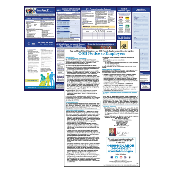 North Carolina OSHA Safety Poster for State Safety Law Posting – WorkWise Compliance