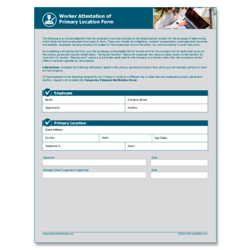 Worker Attestation of Primary Work Location Form – WorkWise Compliance