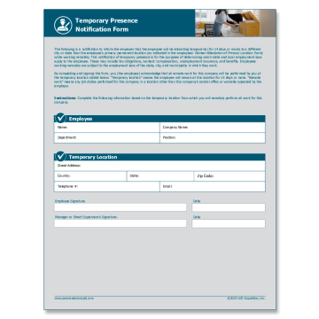 Temporary Presence Notification Form – WorkWise Compliance