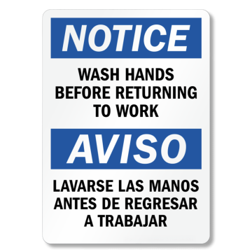 Wash Hands Before Returning to Work Sign